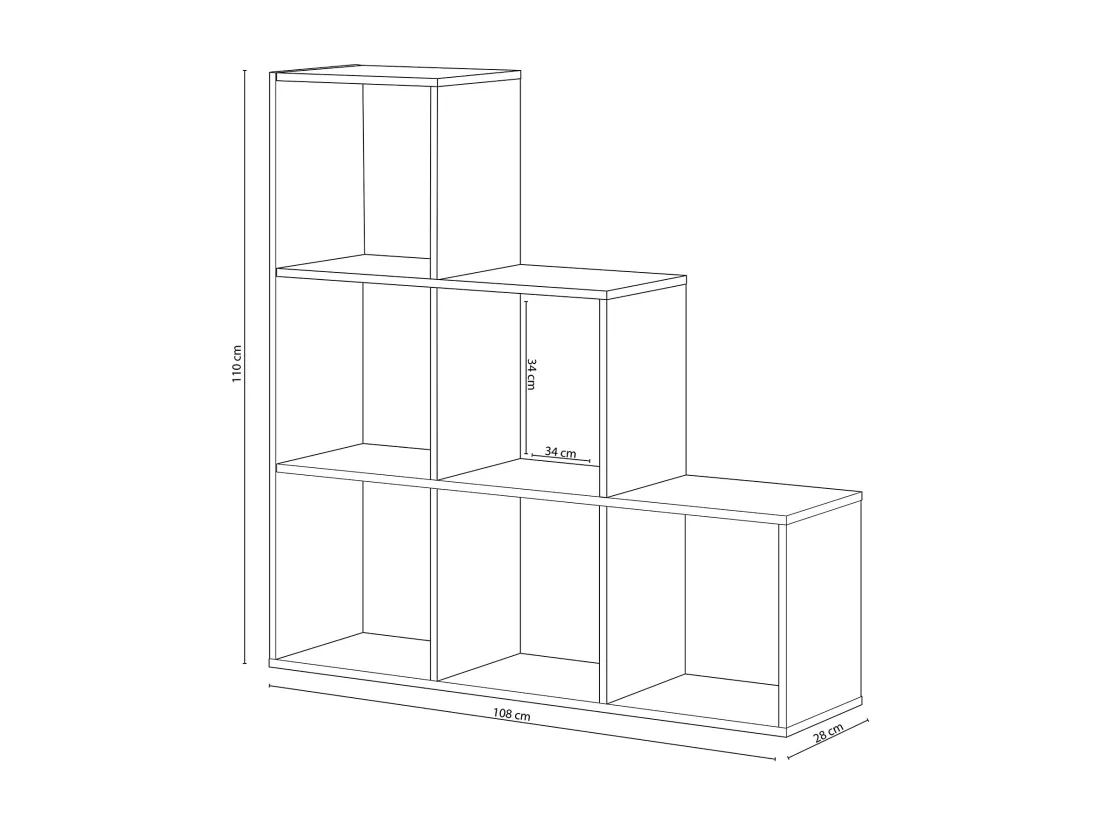 Bibliothèque Dbarth, Bibliothèque double face avec 6 compartiments, Etagère de séparation de bureau, 108x28h110 cm, Blanc et Chêne