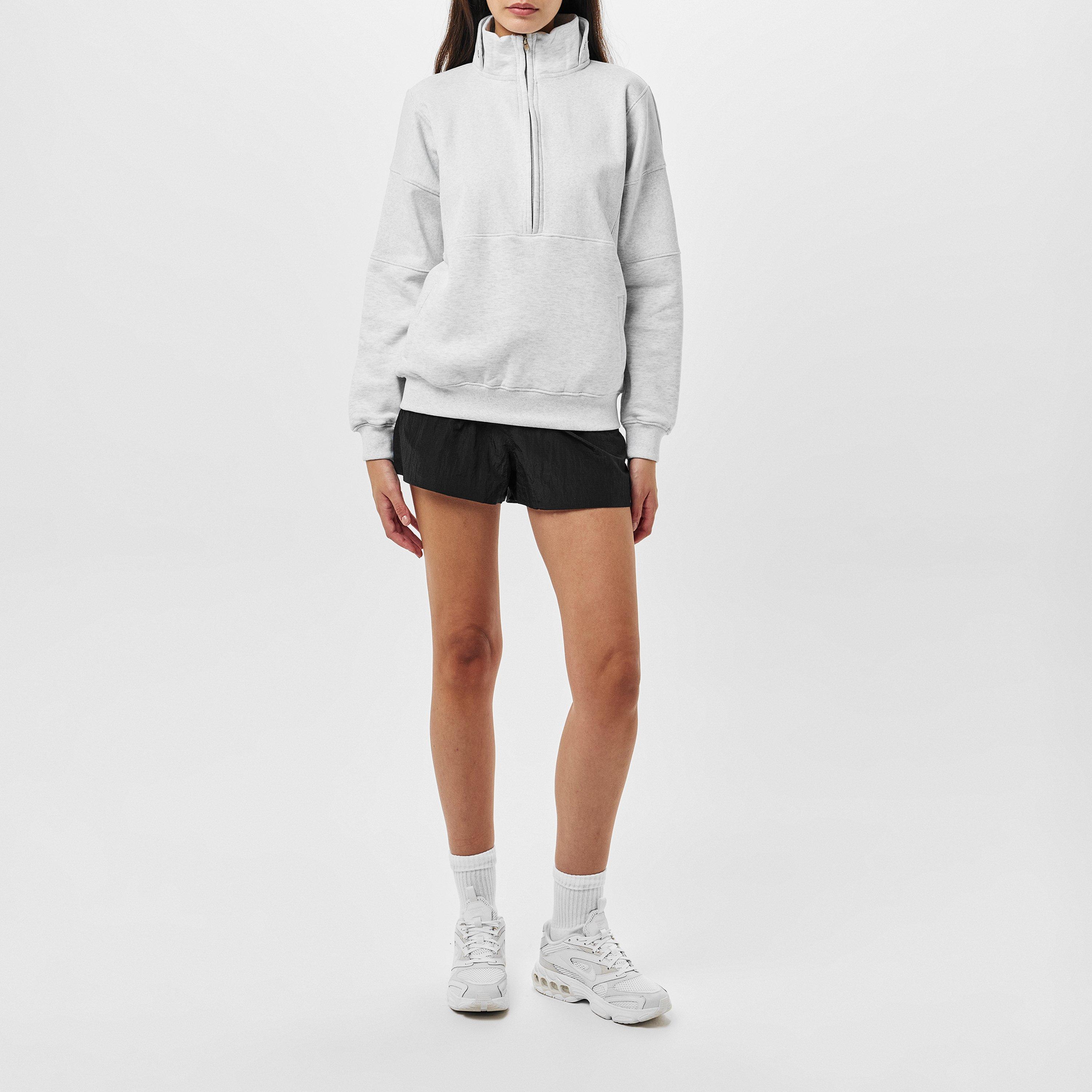 Missy Empire ME Ribbed Panelled Half Zip Sweatshirt Womens