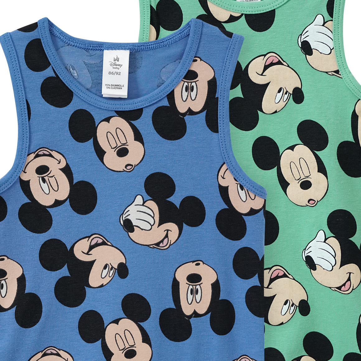 Topomini 2 Micky Maus Unterhemden blau / grün