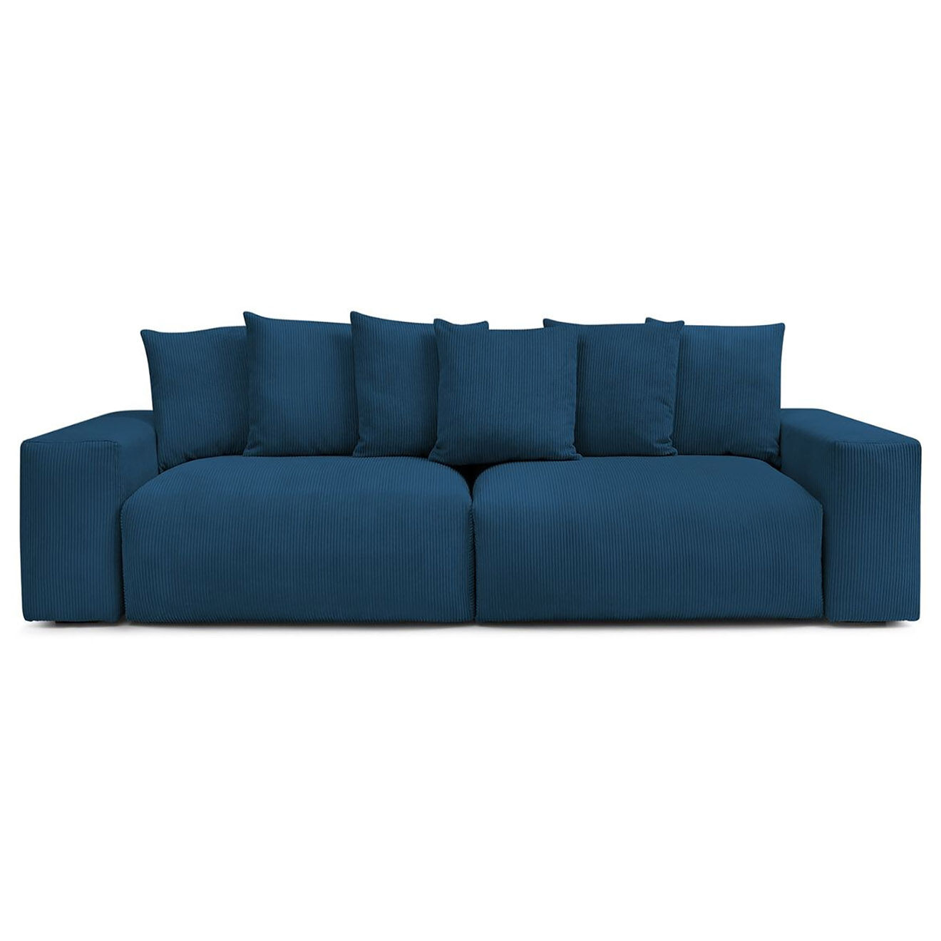 Bobochic Canapé 4 places moelleux voltaire velours côtelé bleu foncé - 320x124x75 cm