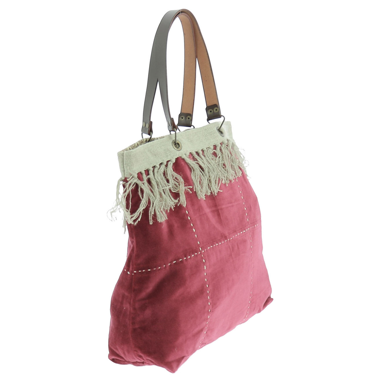 En Fil d'Indienne Sac Cabas Medium Boho framboise - 40x40x12 cm