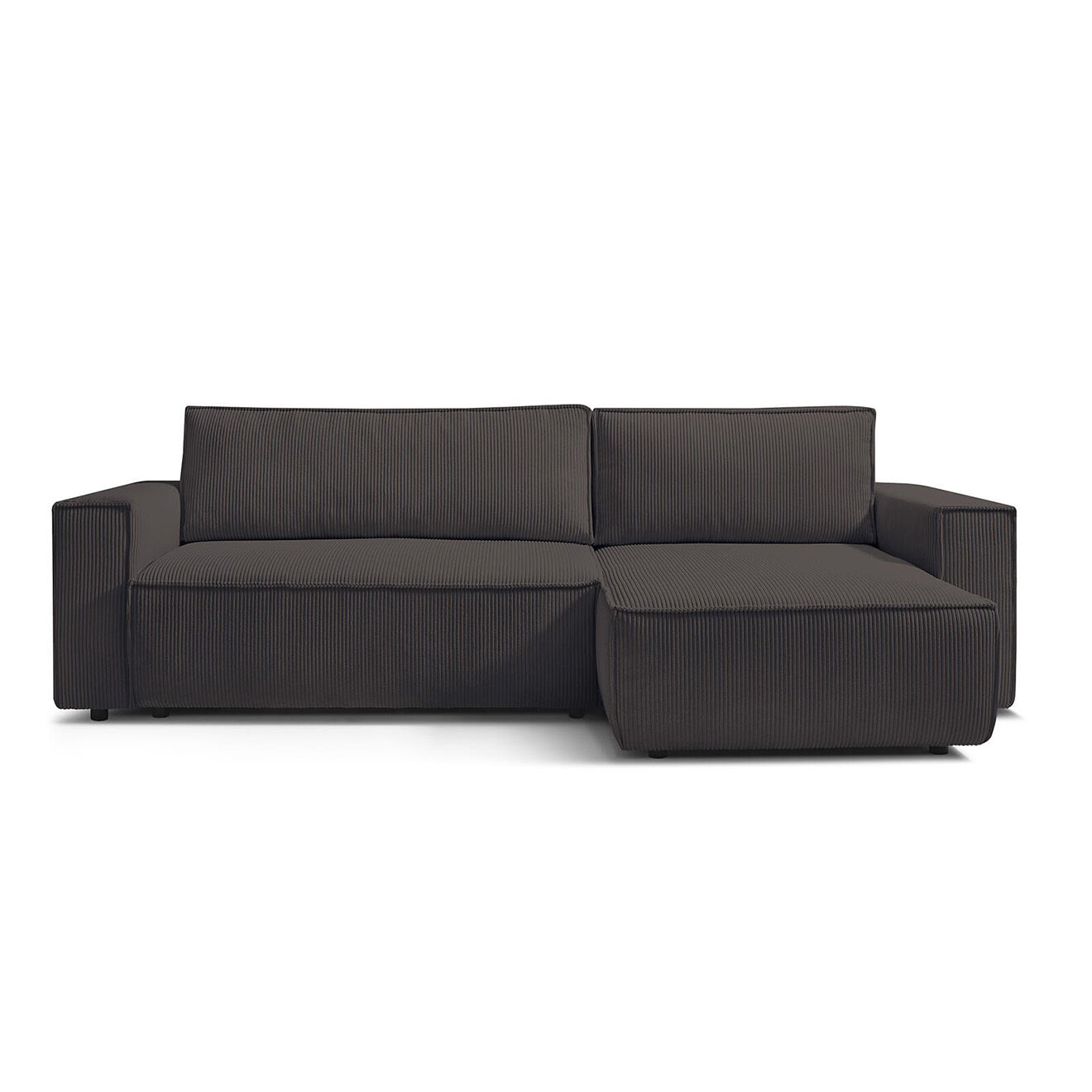 Bobochic Canapé d'angle convertible reversible Nihad en velours côtelé marron - 282x153  cm