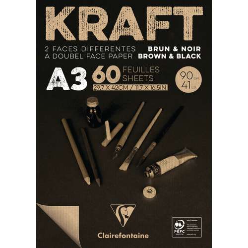 Clairefontaine KRAFT Papierblock, braun / schwarz