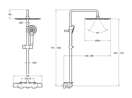 Colonne de douche thermostatique JACOB DELAFON Metro noir mat