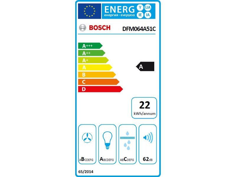 Bosch Flachschirmhaube DFM064A51C 4 Stufen Teleskop-Dunstabzugshaube für den Einbau in einen 60 cm breiten Oberschrank