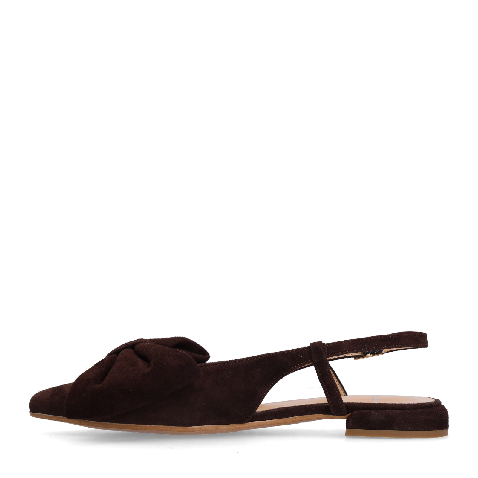 Bruine suède slingbacks met strik