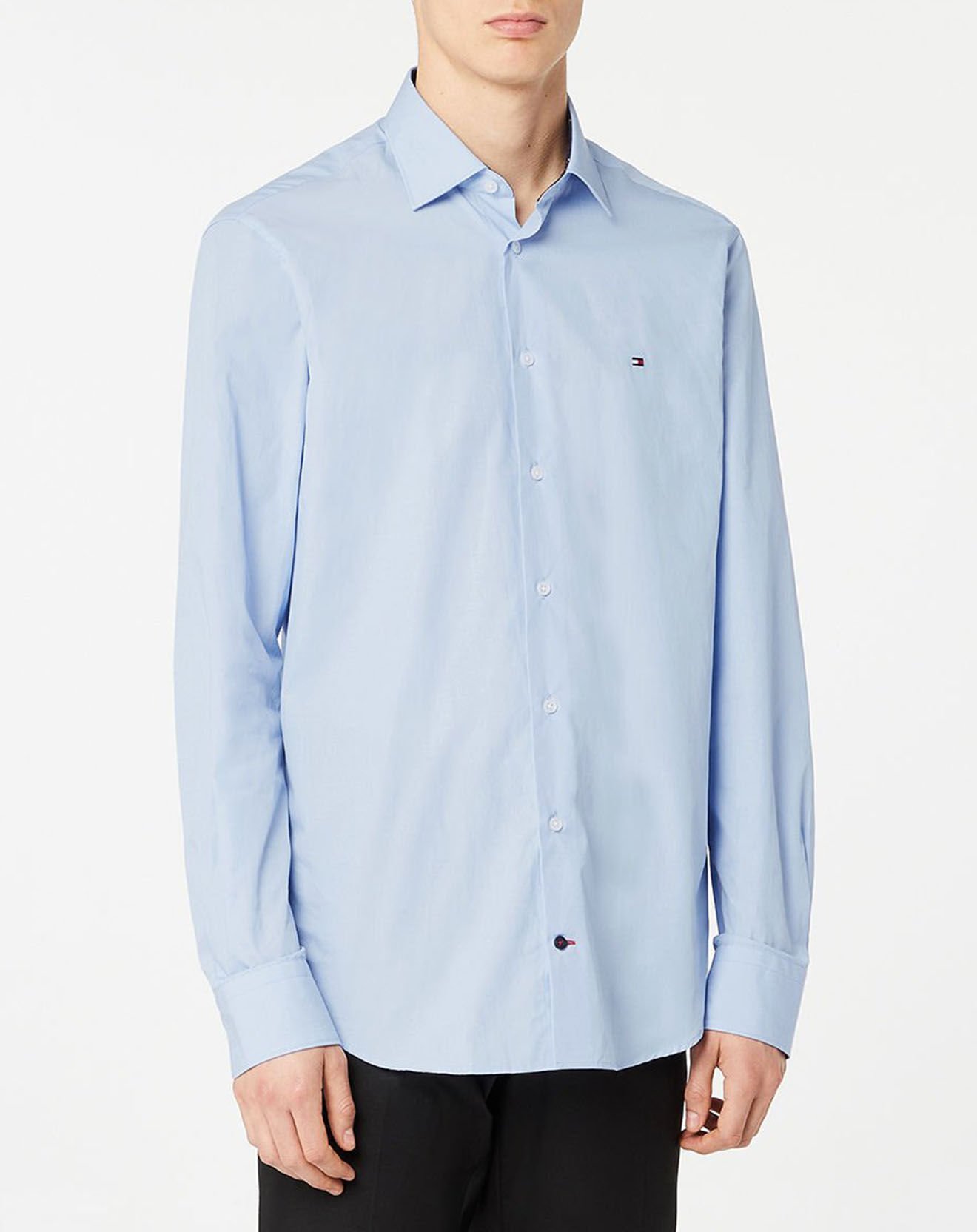 Tommy Hilfiger Chemise droite en Popeline Solid bleu ciel