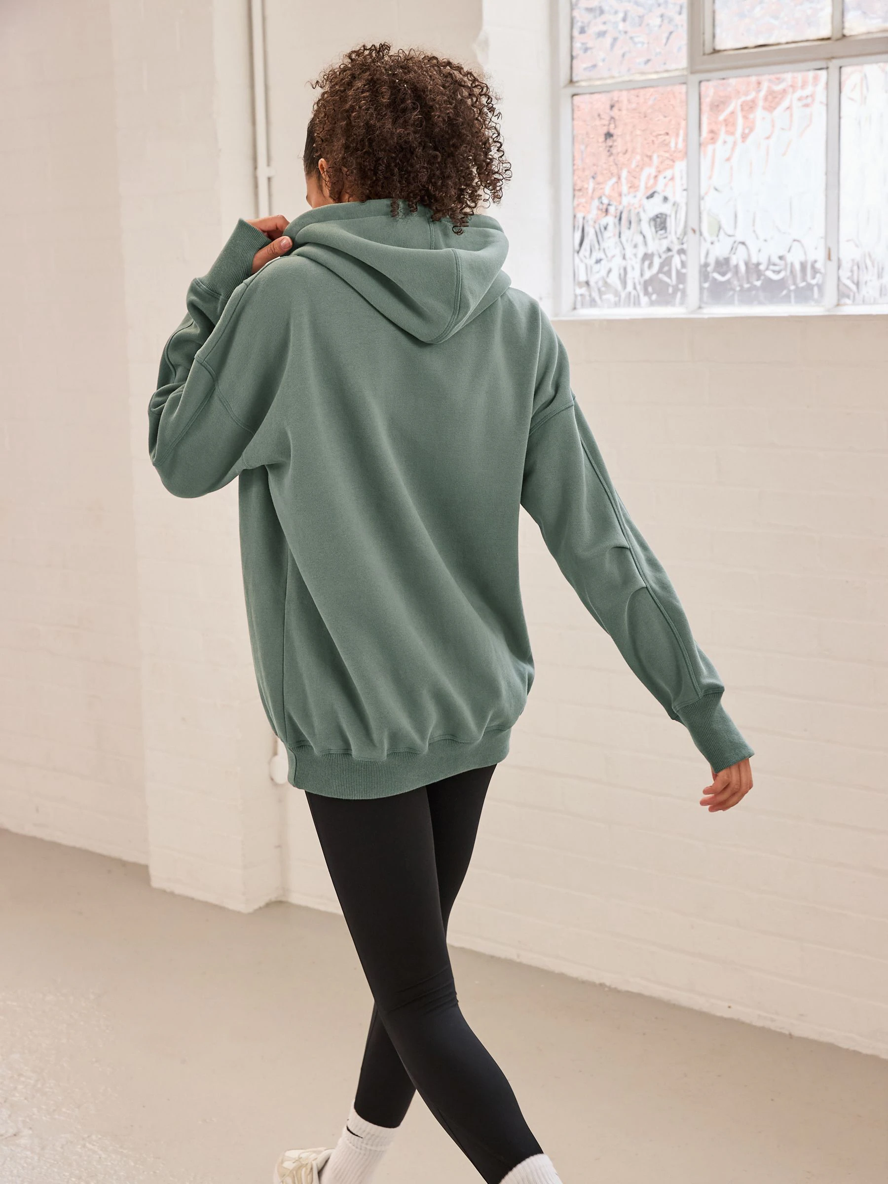 Blauwgroen - Active Longline Overhead Hoodie met superzacht naaddetail en zakken