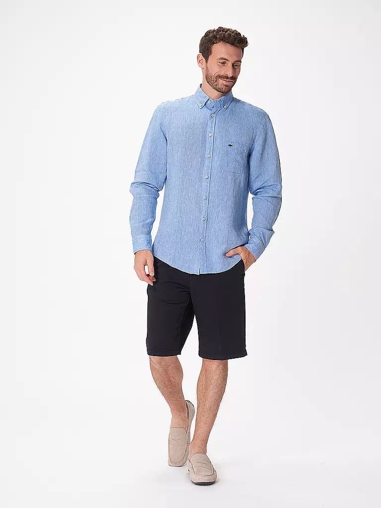 FYNCH HATTON Leinenhemd Casual Fit blau