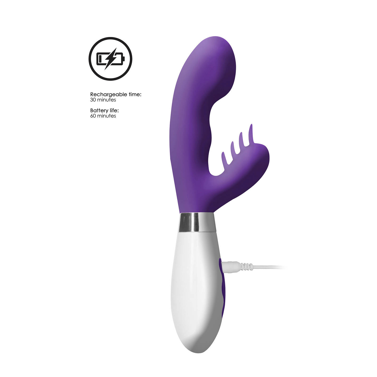 Luna Oplaadbare Siliconen Rabbit Vibrator met Clitorale Stimulatie Ares - 10 Snelheden - Paars