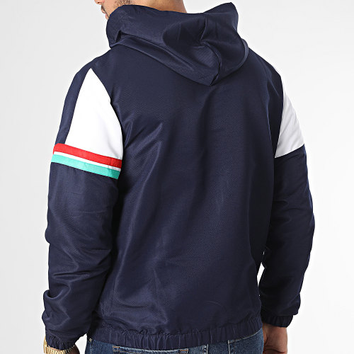 Veste Capuche Col Zippé Jura 39970 Blanc Bleu Marine