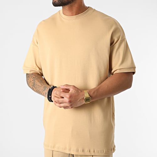 Ensemble Tee Shirt Et Short Jogging LL607 Camel