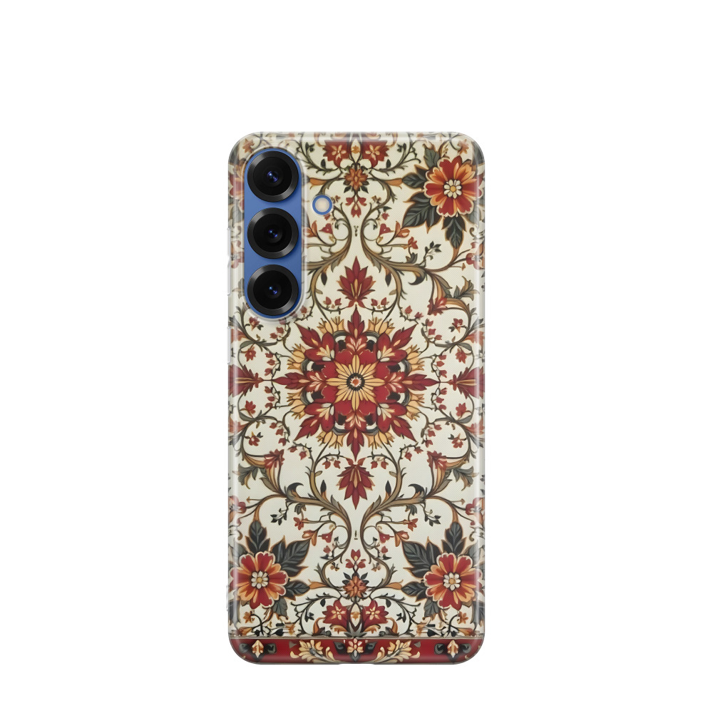 Samsung Galaxy S25 Plus Gummi Hülle Feuerblüte des Orients - Burgundy