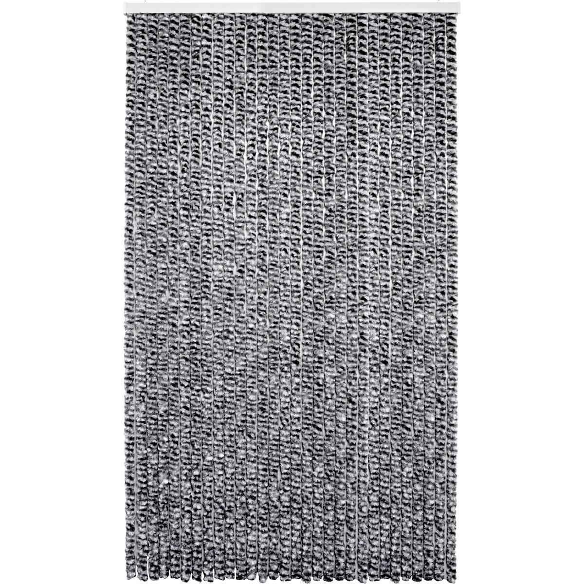 RIDEAU PORTE CHENILLE 120X220CM NOIR BLANC