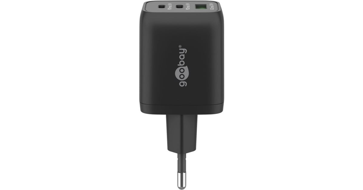 goobayUSB-C snellader Nano (65 W) en USB-C textielkabel  (Zwart, 1 meter)