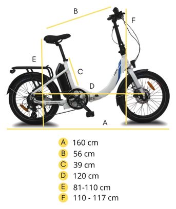 Vélo pliant électrique URBANBIKER MINI T 20' Noir - Batterie 540Wh Moteur 250W / 155-175 cm