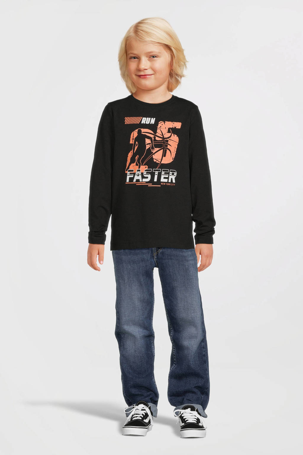 NAME IT longsleeve NKMVUX met printopdruk zwart