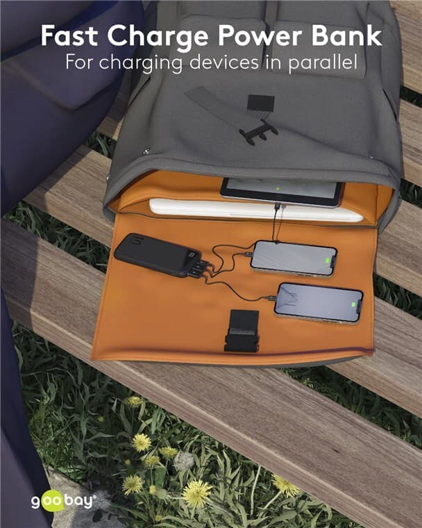Goobay Hurtig opladning Powerbank 20.000 mAh (USB-C™ PD, QC 3.0)