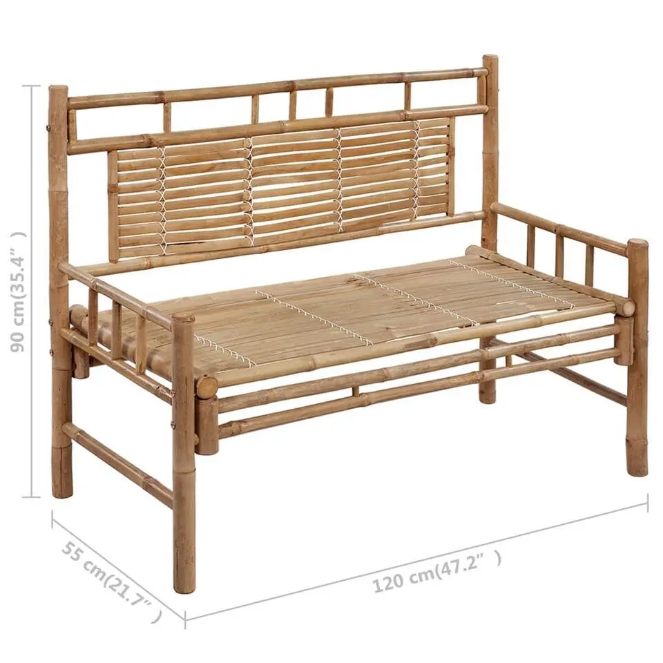 vidaXL - Tuinbank - Antraciet - Bamboe - 120 cm - Met kussen