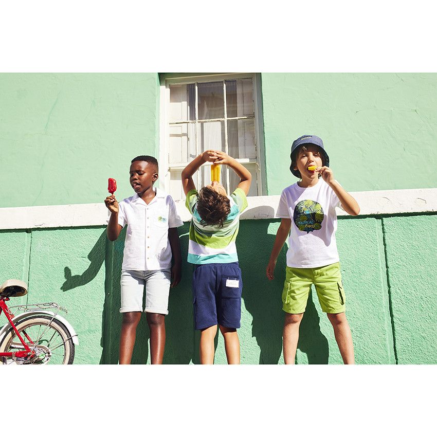 Bermuda style cargo en twill uni pour garçon - Vert