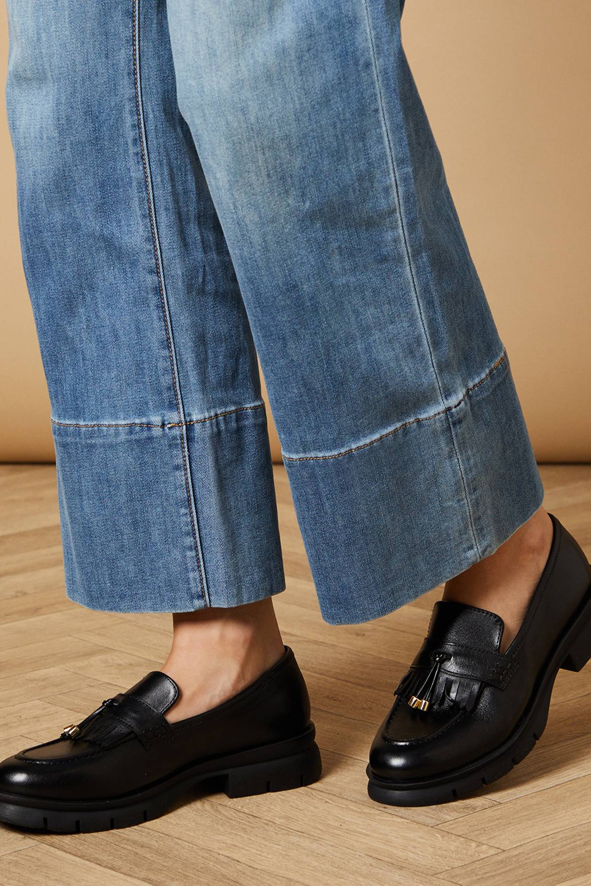 Oasis Mocassins Chunky Brooke en Cuir Véritable avec Détail Pompon