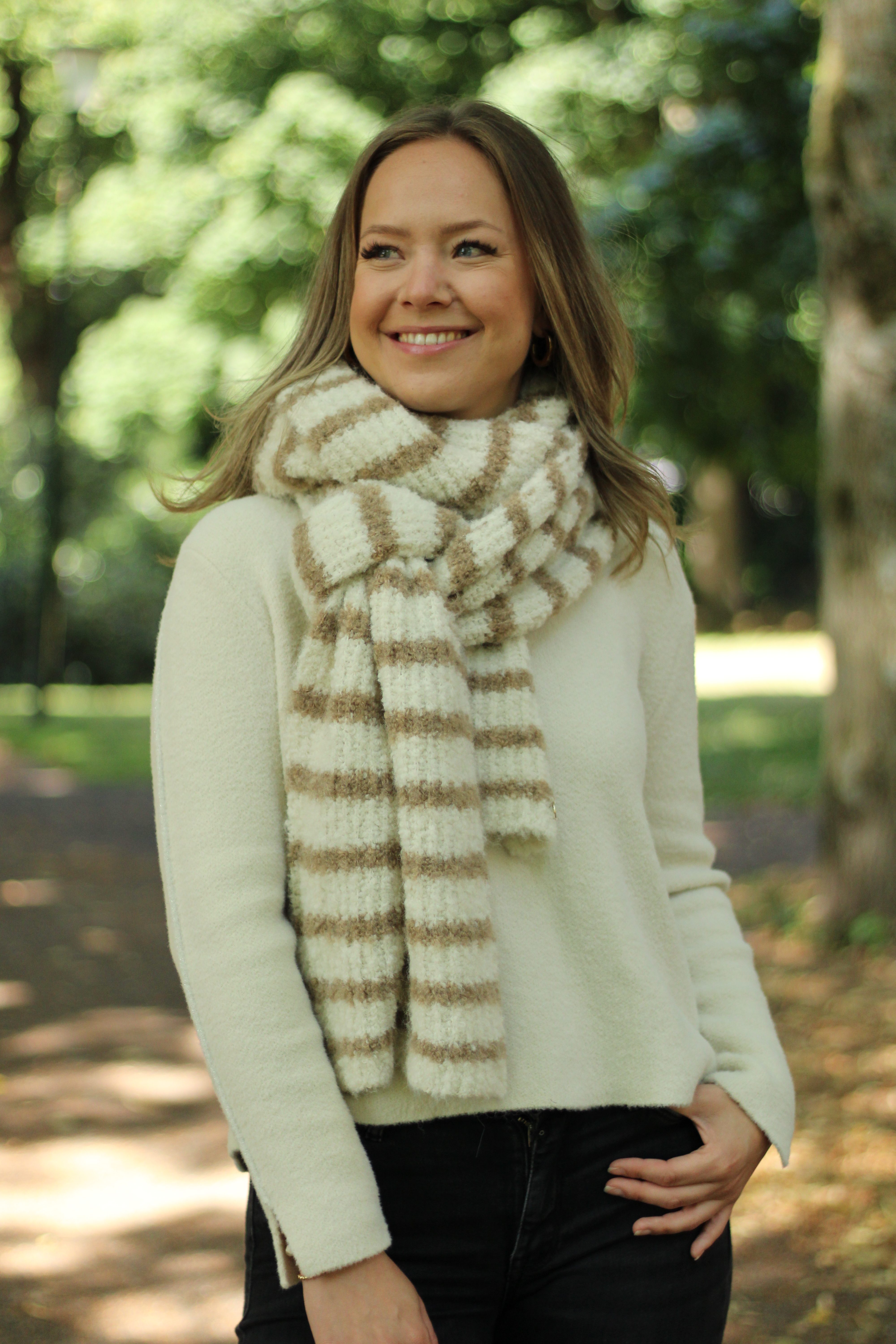 Rino & Pelle - Koos Striped Scarf - Snow White/Brew