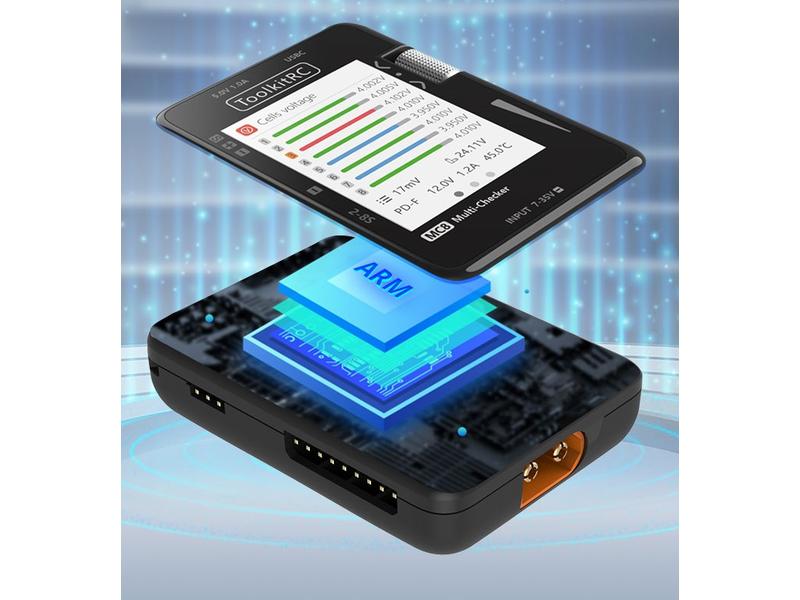 ToolkitRC Akkutester MC8 Multitool mit USB Ladefunktion Multifunktionaler 2-8S LiPo Tester