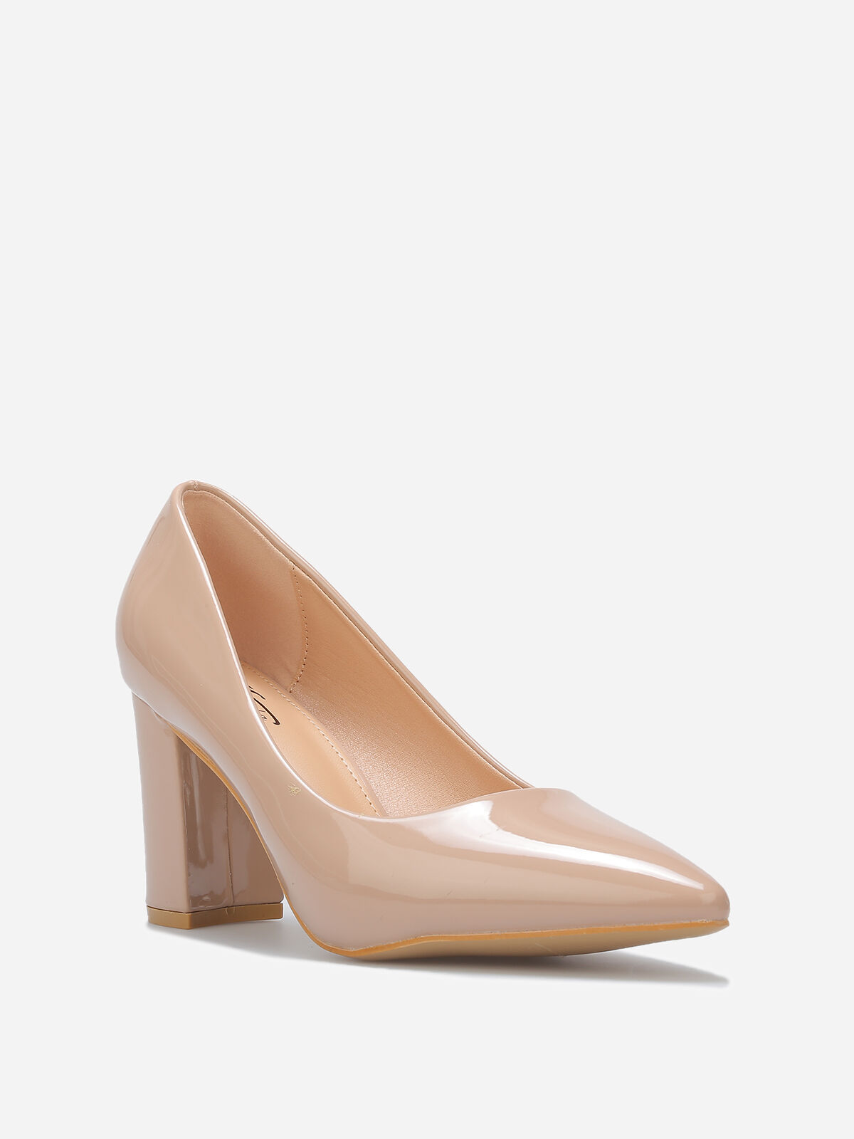 Escarpins vernis à bout pointu- Beige