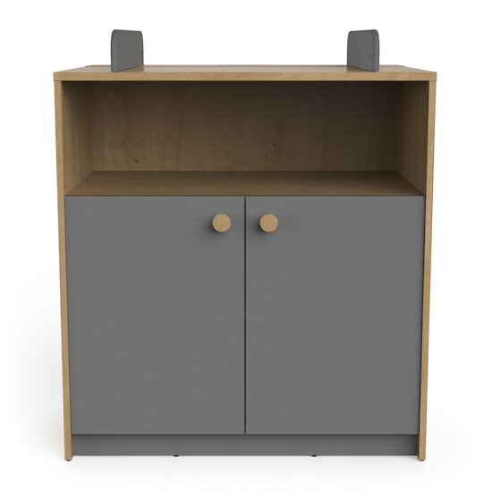 Gabin Commode à langer 2 portes   Chêne hamilton / Gris graphite        de               CBA Meubles