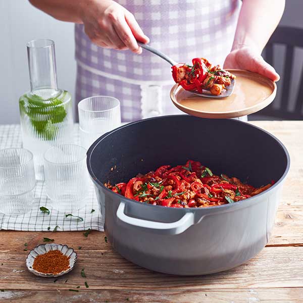 Cocotte légère ronde en fonte d'aluminium 28 cm 6,7 L coloris gris Mat