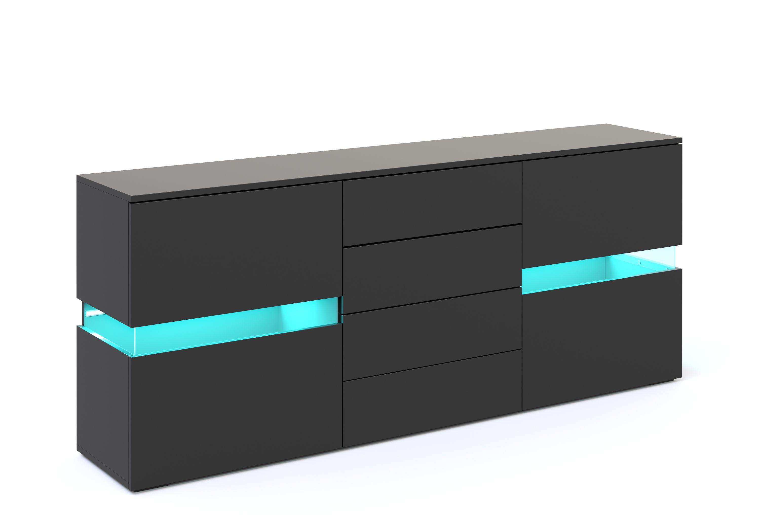 Sideboard LED TANA 177 x 72 cm schwarz