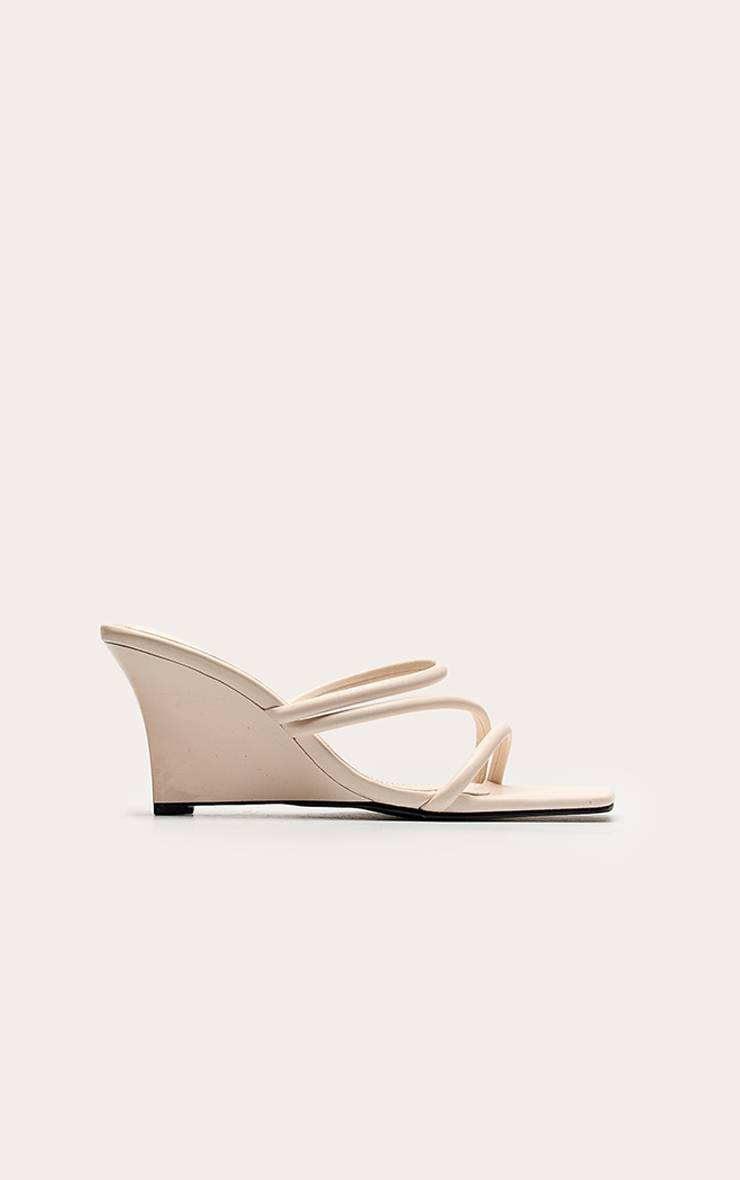 Crème Mule Compensée À Brides En Synthétiquecuir