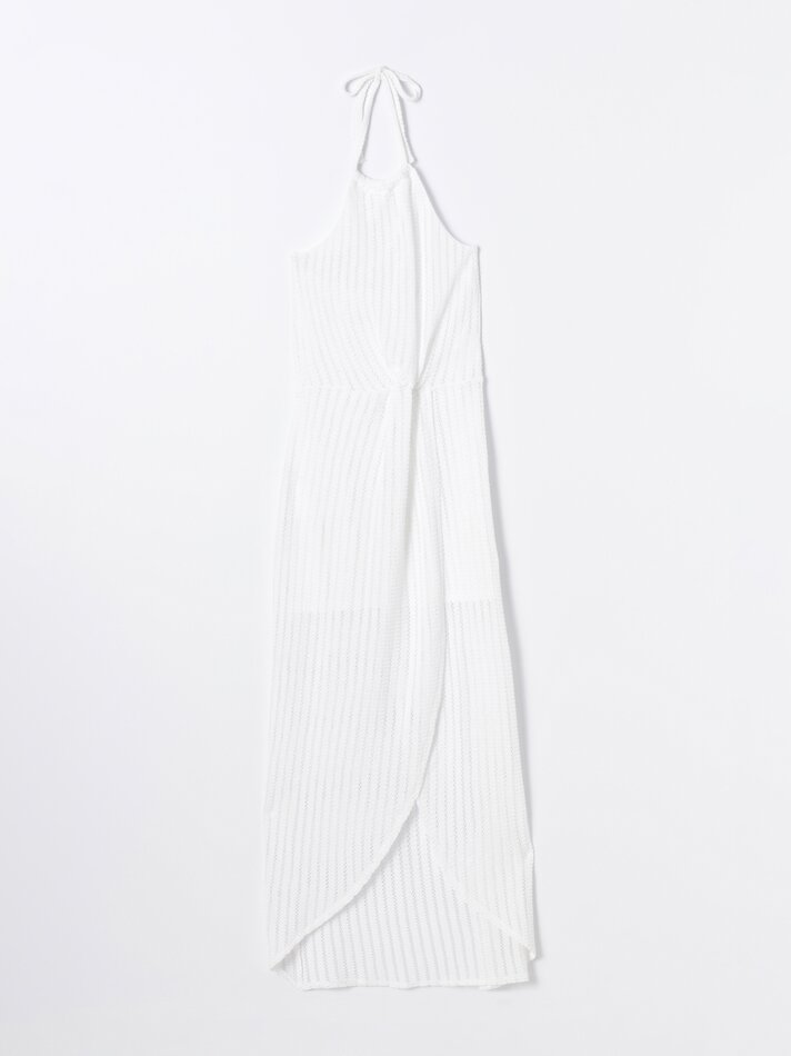 Vestido midi de renda - Branco