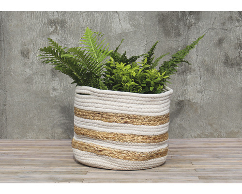 Lafiora mand van waterhyacint en katoen, 35 x 30 cm, wit, bruin