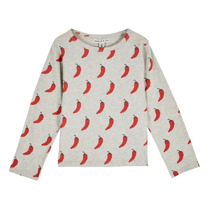 Emile et Ida T-Shirt Coton Bio Piments | Gris chiné