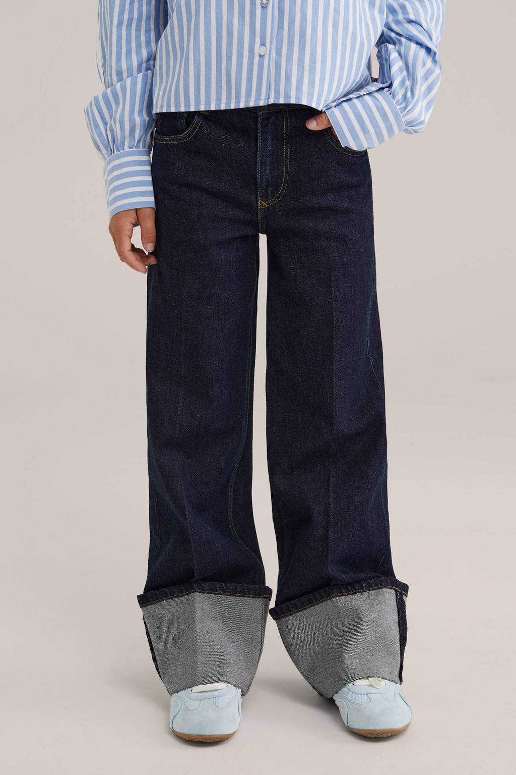 WE Fashion Blue Ridge loose fit straight leg jeans dark blue denim