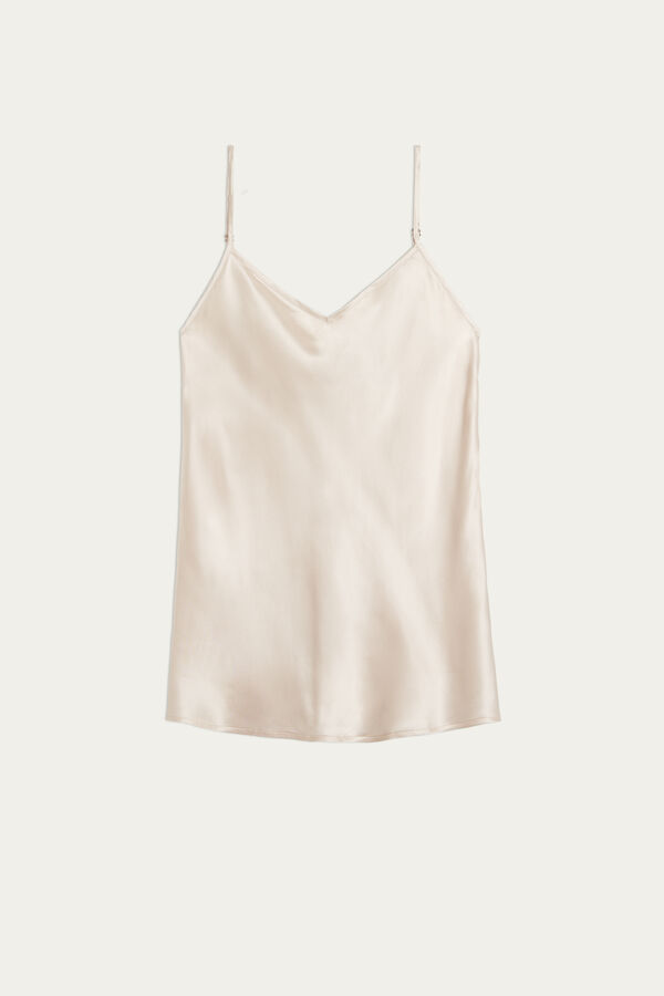 Blusa de cetim de seda com decote em V