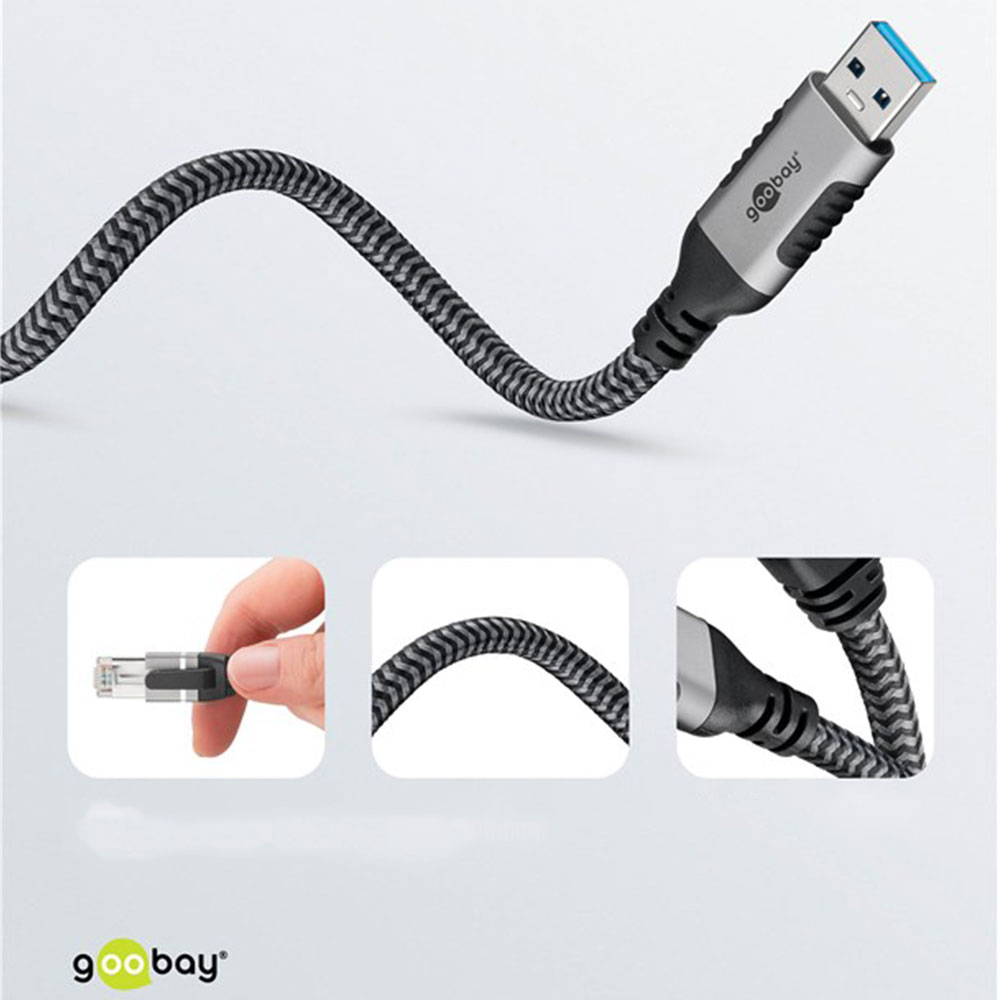 (3m) USB auf CAT 6 Ethernet LAN RJ45 Netzwerk Kabel Patchkabel FTP (70499) - Grau