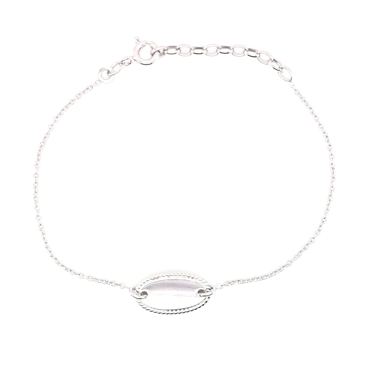 Bracelet Saunier identité argent plaque ovale