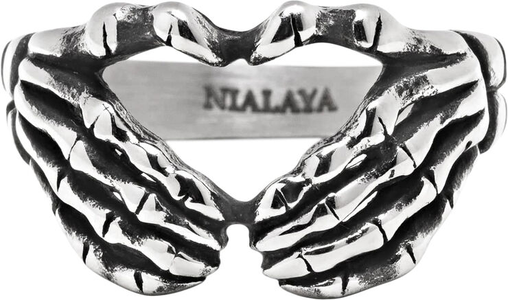 Nialaya Men's Vintage Skeleton Ring Silver