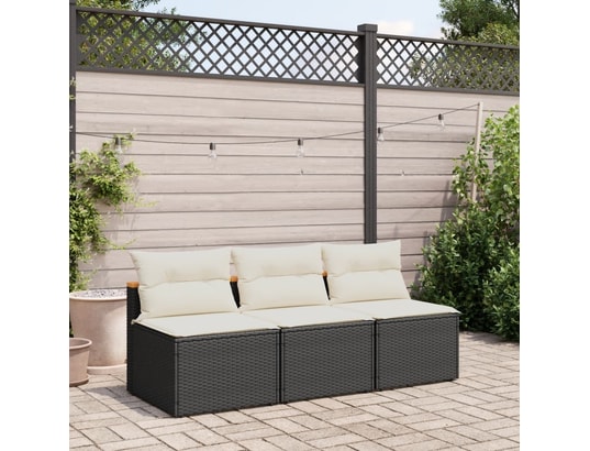 VIDAXL - Canapés de jardin sans accoudoirs avec coussins 2 pcs noir