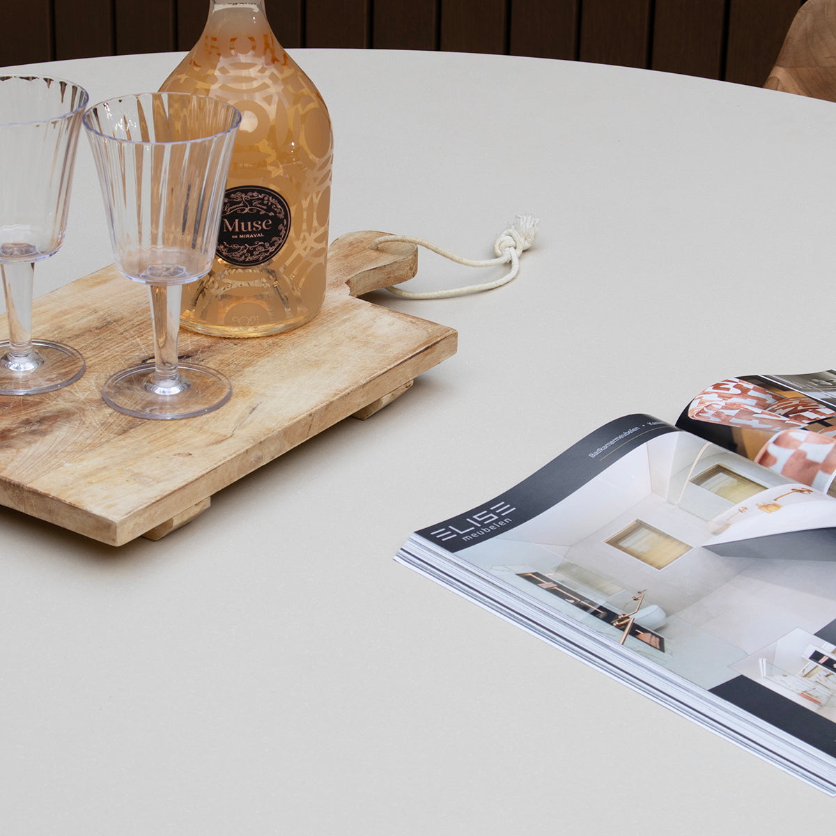 Giga Meubel - Tuintafel Rond 150cm - Beige Eco Composiet - Eden