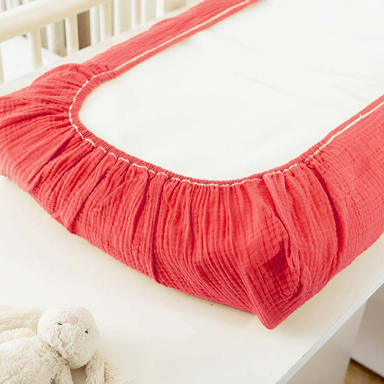Papate Housse de Matelas à Langer en Coton Bio fraise - 50x70 cm