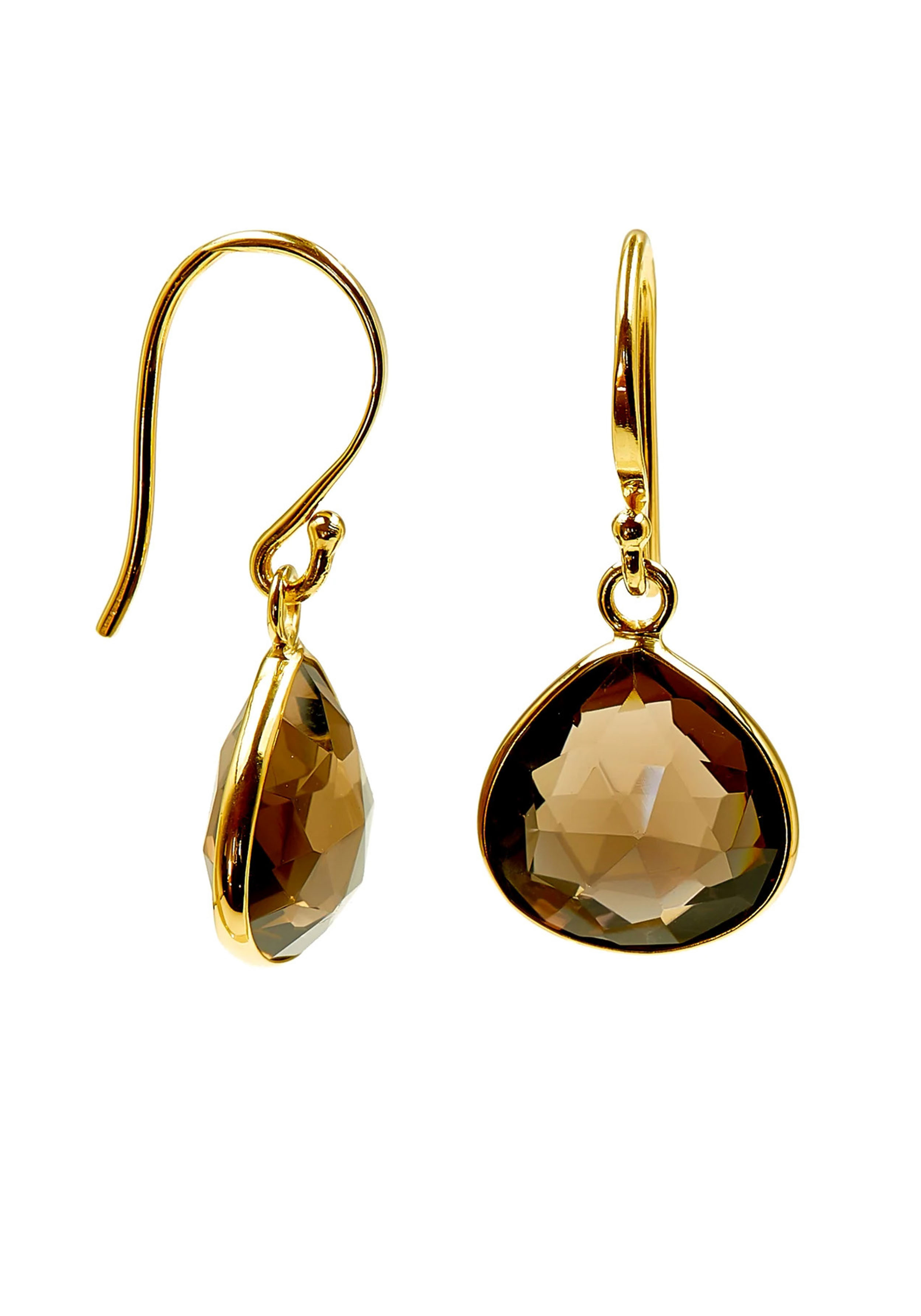 Le tresor du monde Teardrop Ohrringe Rauchquarz