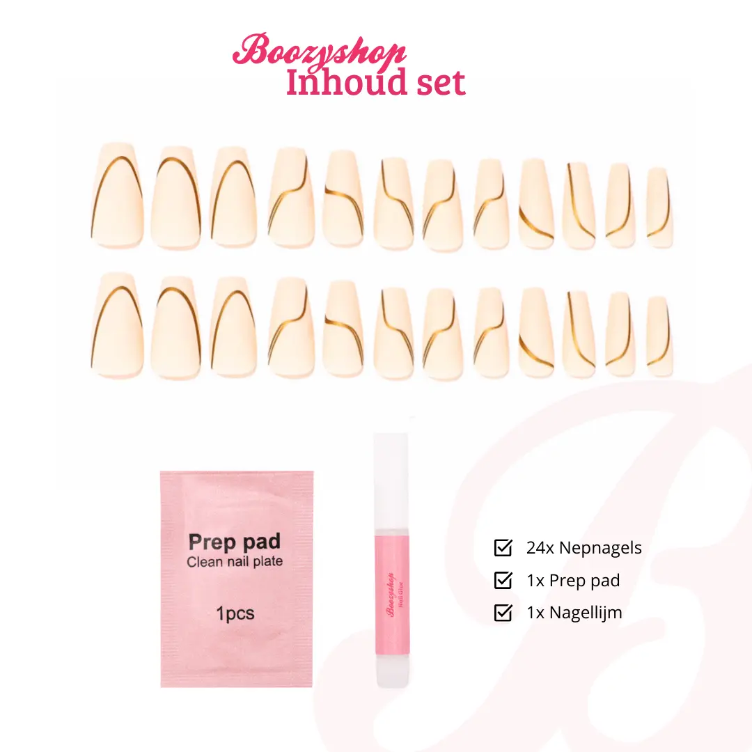 Press On French Nails Nude Goldstrike