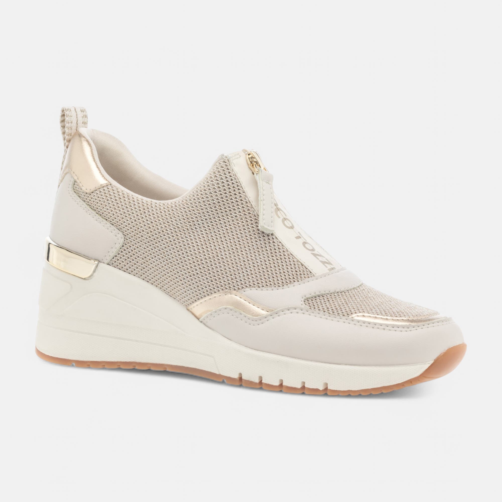 Baskets basses à talon compensé Femme beige