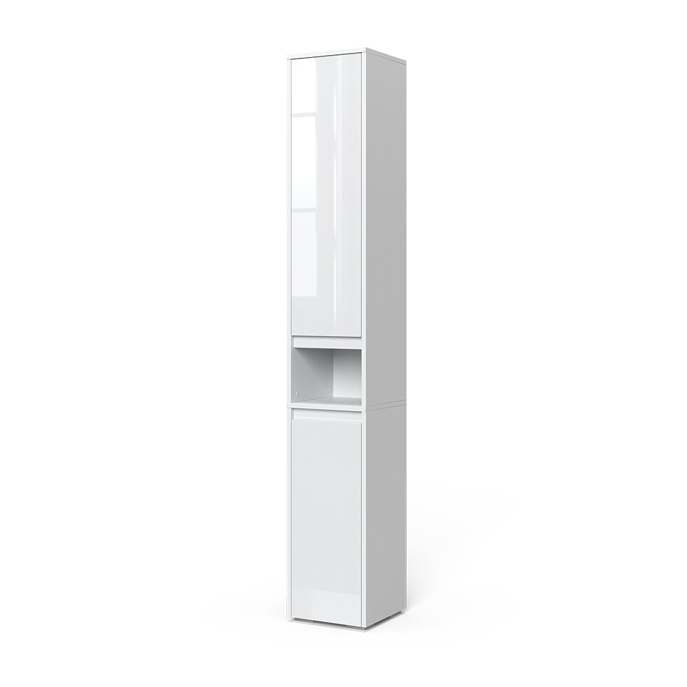 Vicco Hochschrank Badschrank Badezimmermöbel Majest Weiß Hochglanz modern 30x192 cm Badkommode Badezimmer Schrank Badmöbel 2 Türen Fach