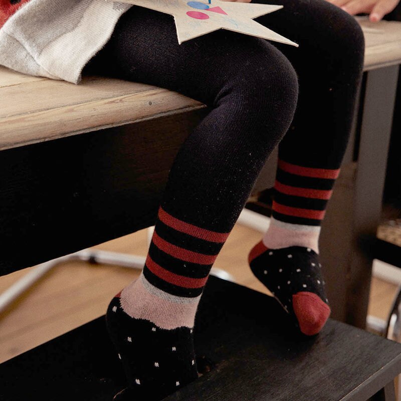 Collants bébé fille rayures et pois gris bébé fille Catimini Aucune nuance