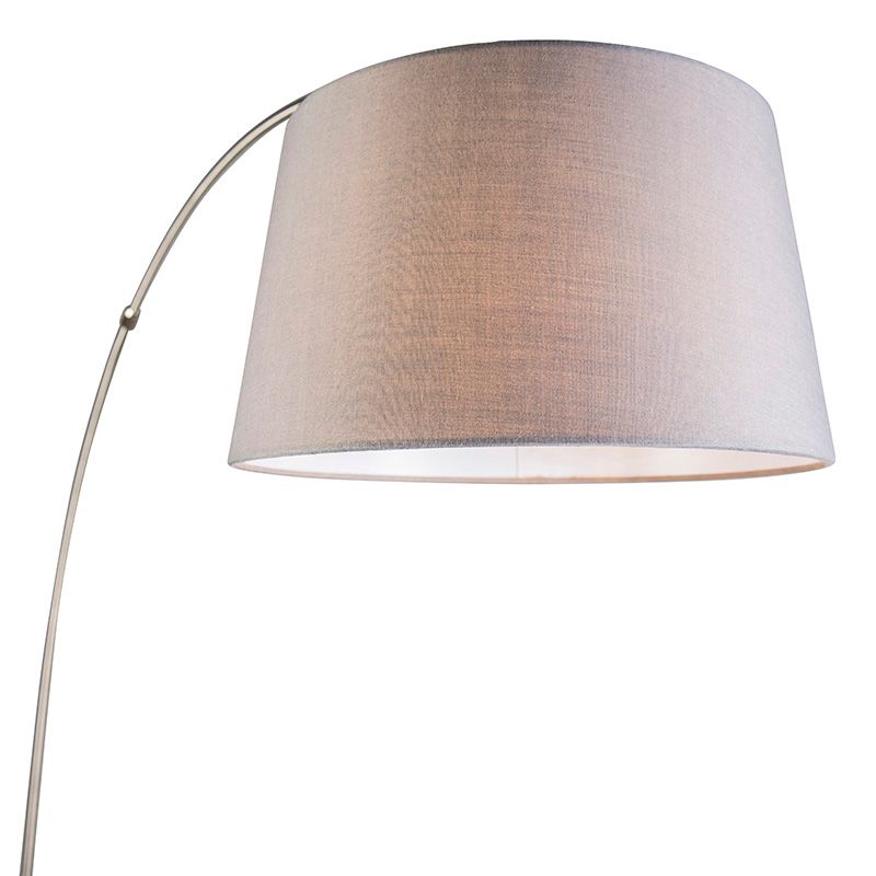 Moderne booglamp staal met grijze stoffen kap - Arc Basic