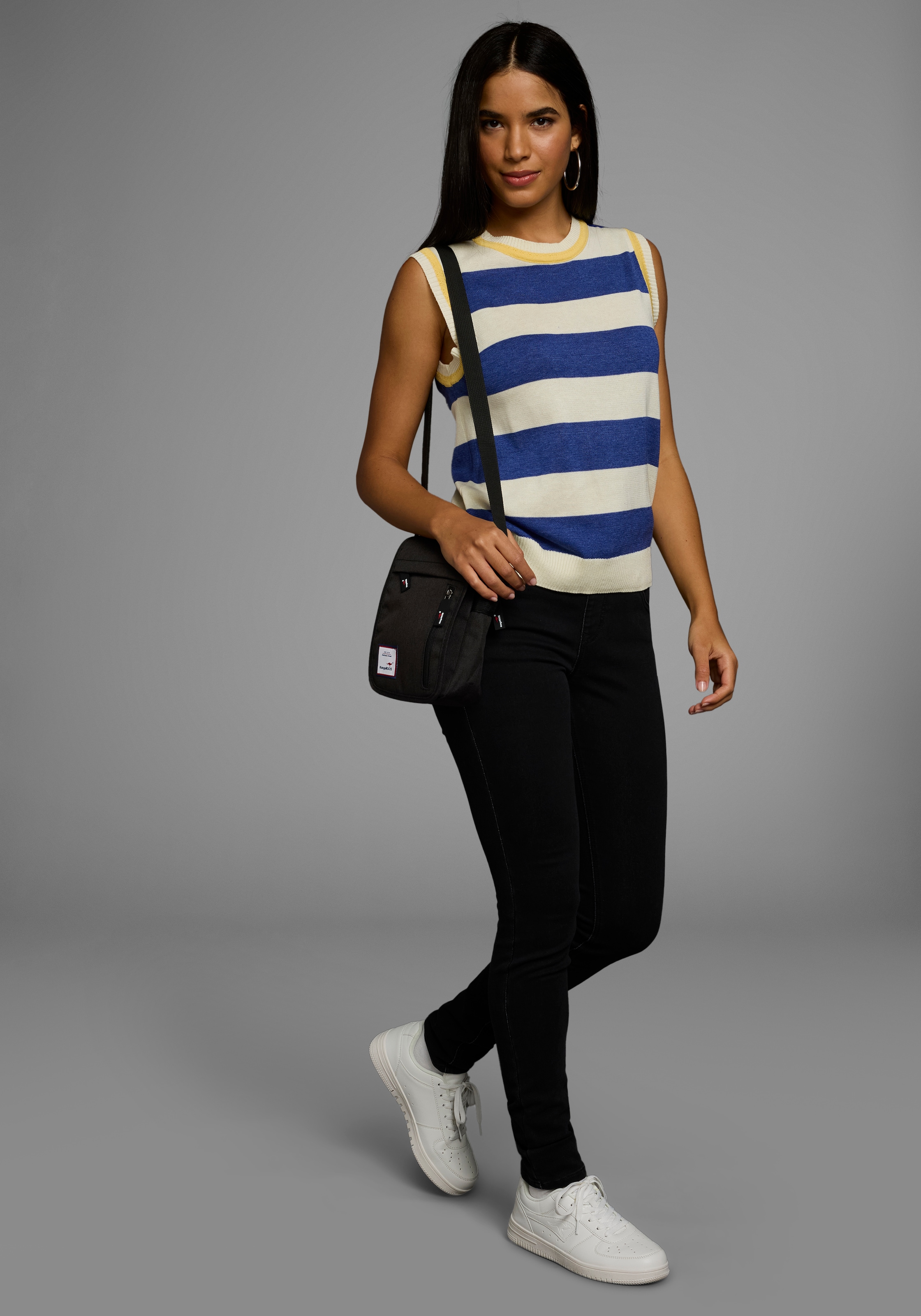 KangaROOS Pullunder , mit Blockstreifen und Knopfleiste